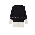 Cardigan en tricot boutonné Homewear Color Block pour femme